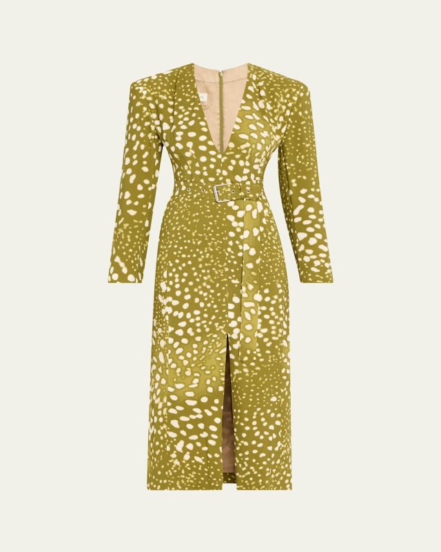 Dohana Spot Print Belted Midi Dress